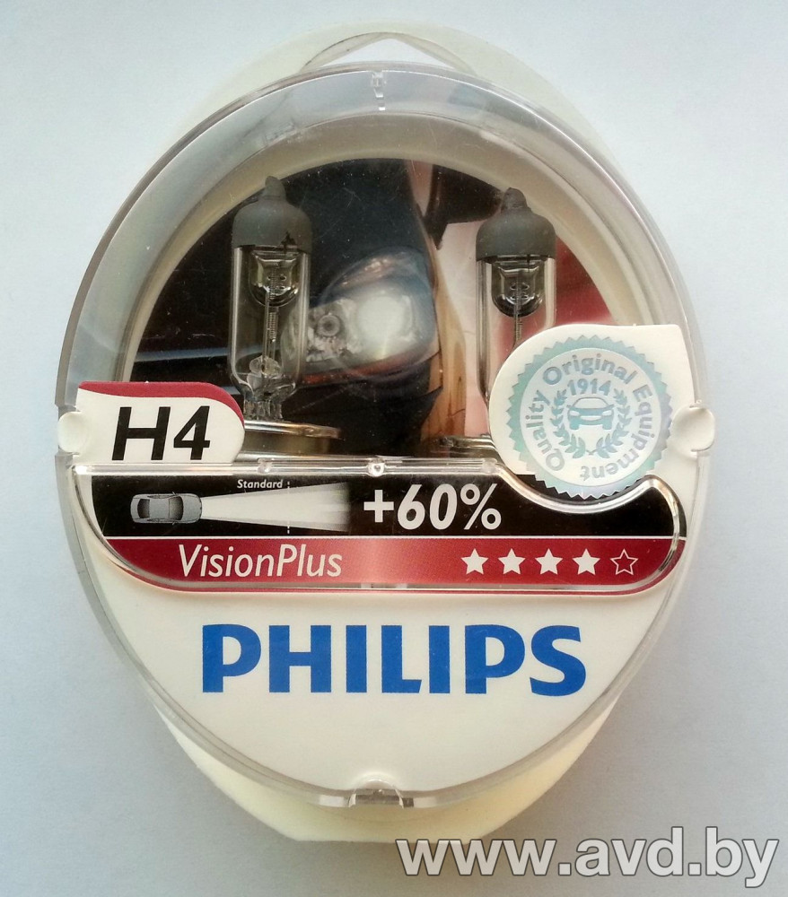 Купить Лампы автомобильные Philips H4 VisionPlus plus 50% 2шт (12342VPS2) в Минске.