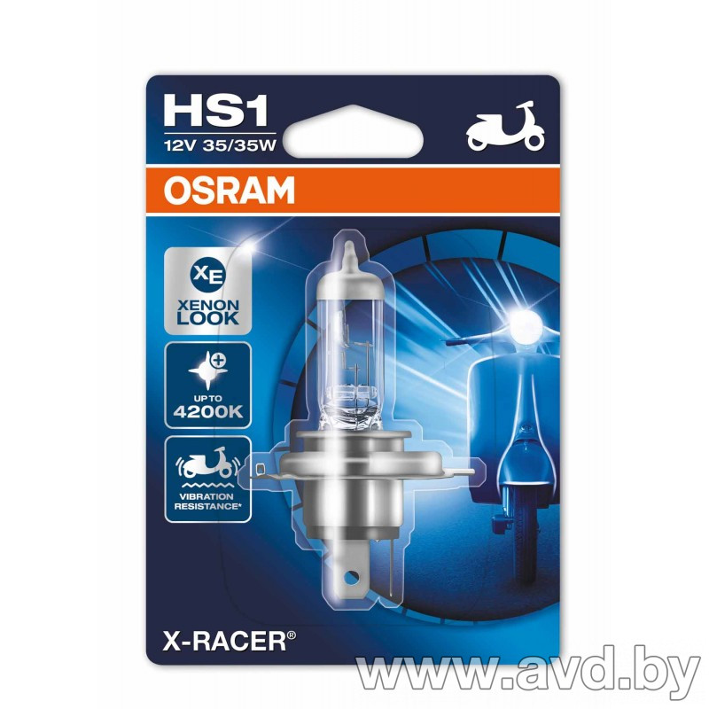 Купить Лампы автомобильные Osram H4 X-racer moto 1шт (64193XR-01B)  в Минске.