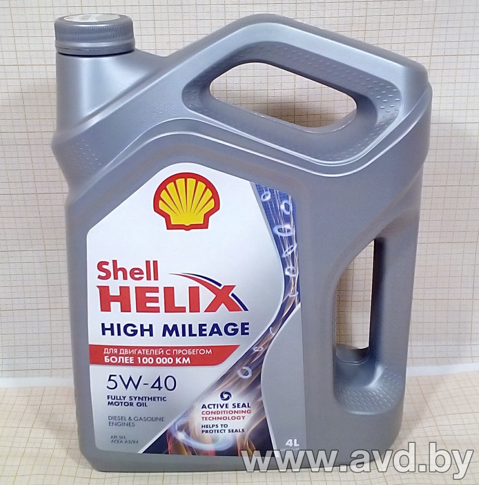 Купить Моторное масло Shell Helix High Mileage 5W-40 4л  в Минске.