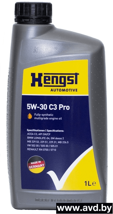 Купить Моторное масло Hengst 5W-30 C3 Pro 1л  в Минске.