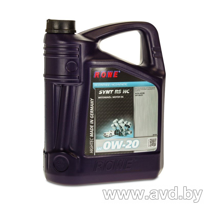 Купить Моторное масло ROWE Hightec Synt RS HC SAE 0W-20 5л в Минске.