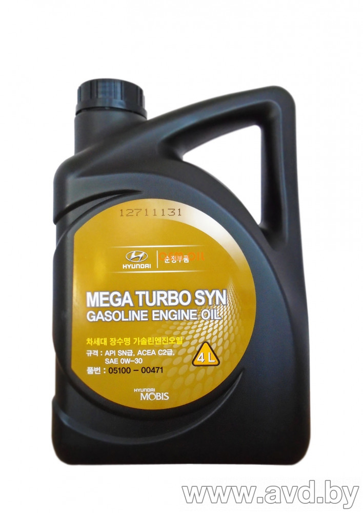 Купить Моторное масло Hyundai/KIA Mega Turbo SYN Gasoline 0W-30 4л  в Минске.