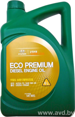 Купить Моторное масло Hyundai/KIA Premium ECO Diesel 0W-30 6л  в Минске.