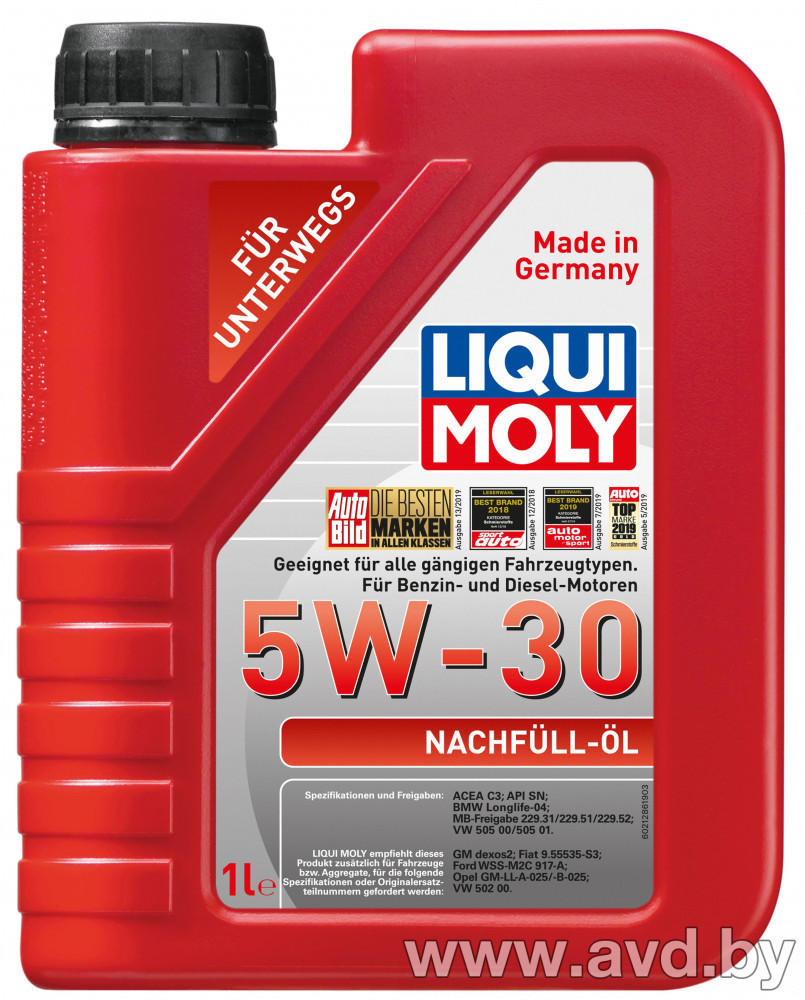 Купить Моторное масло Liqui Moly Nachfull-Oil 5W-30 1л в Минске.