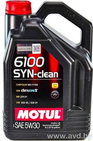 Купить Моторное масло Motul 6100 Syn-Clean 5W-30 5л в Минске.