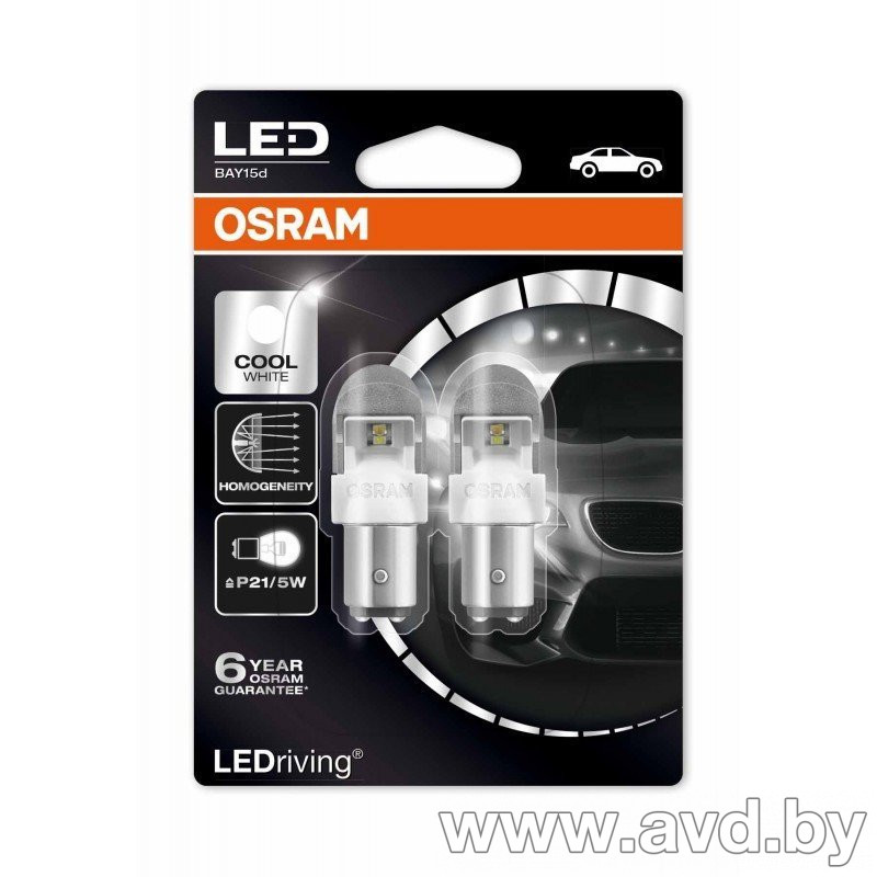 Купить Лампы автомобильные Osram LEDriving Premium 6000K P21/5W 2шт (1557CW-02B)  в Минске.