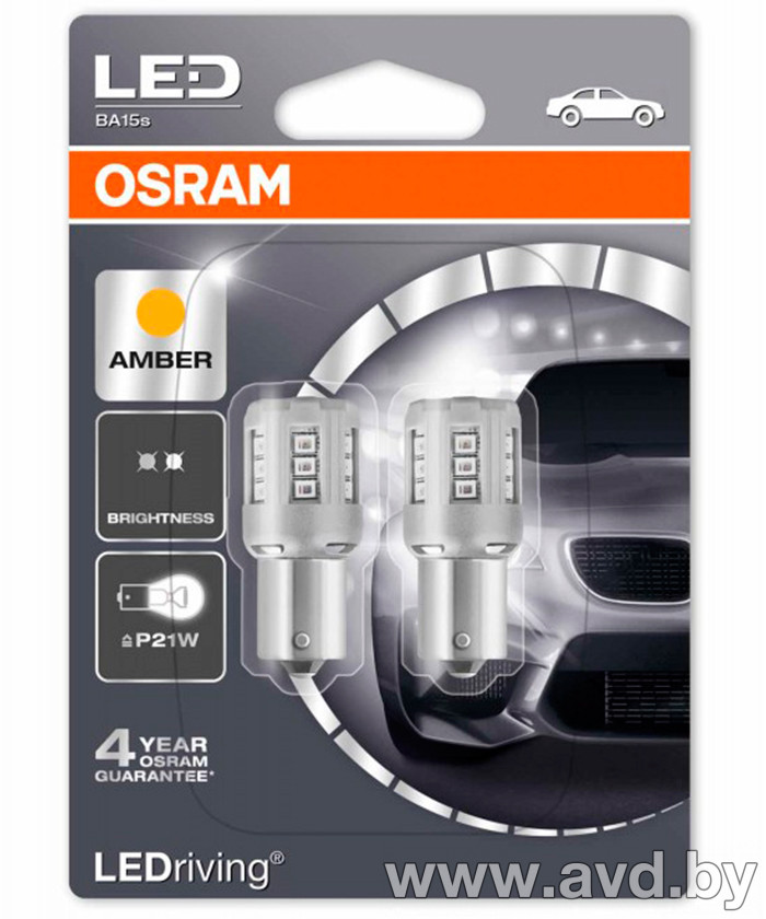 Купить Лампы автомобильные Osram LEDriving Standard P21W 2шт (7456YE-02B)  в Минске.