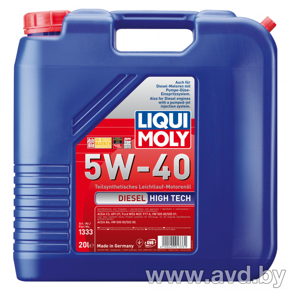 Купить Моторное масло Liqui Moly Diesel High Tech 5W-40 60л в Минске.
