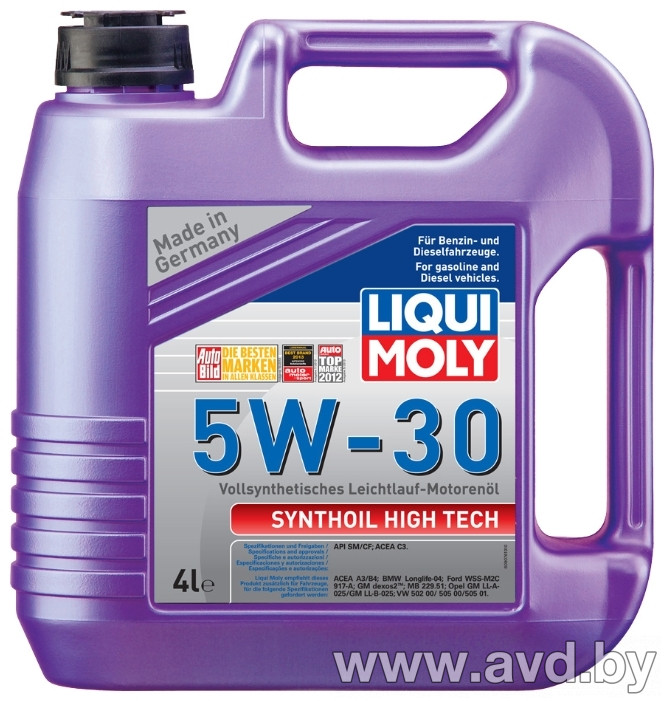 Купить Моторное масло Liqui Moly Synthoil High Tech 5W-30 4л в Минске.
