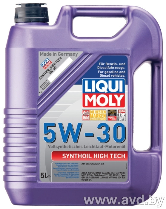 Купить Моторное масло Liqui Moly Synthoil High Tech 5W-30 5л в Минске.