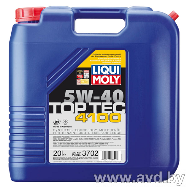 Купить Моторное масло Liqui Moly TOP TEC 4100 5W-40 20л в Минске.