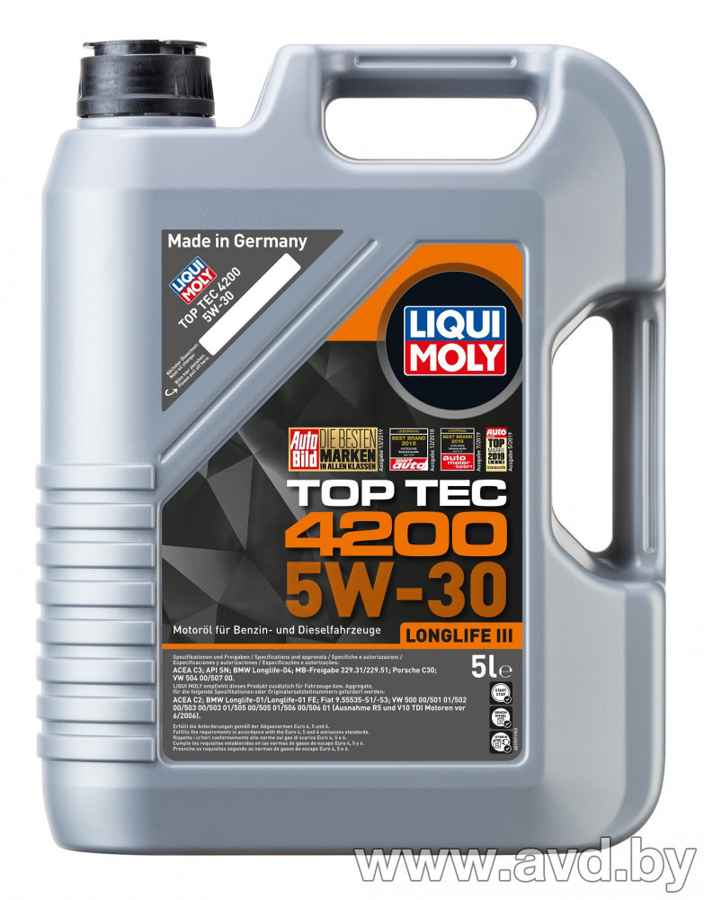 Купить Моторное масло Liqui Moly TOP TEC 4200 5W-30 5л в Минске.