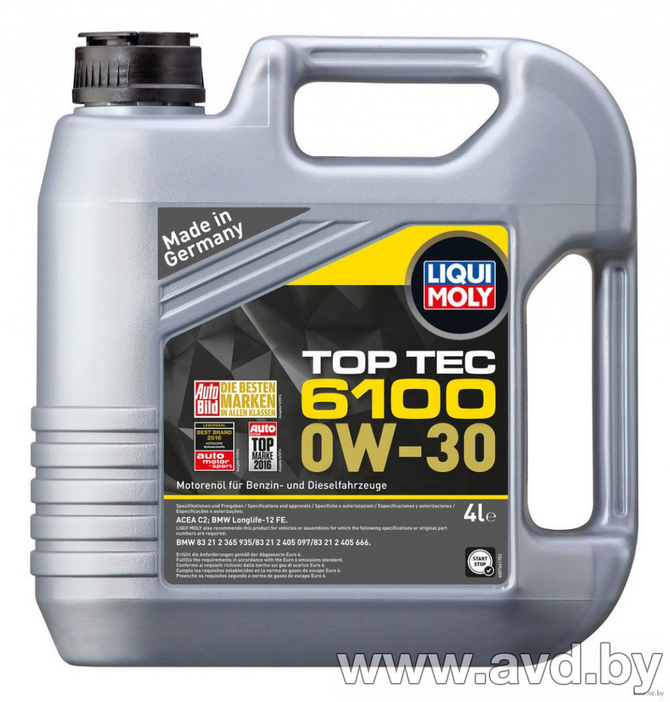 Купить Моторное масло Liqui Moly Top Tec 6100 0W-30 4л в Минске.