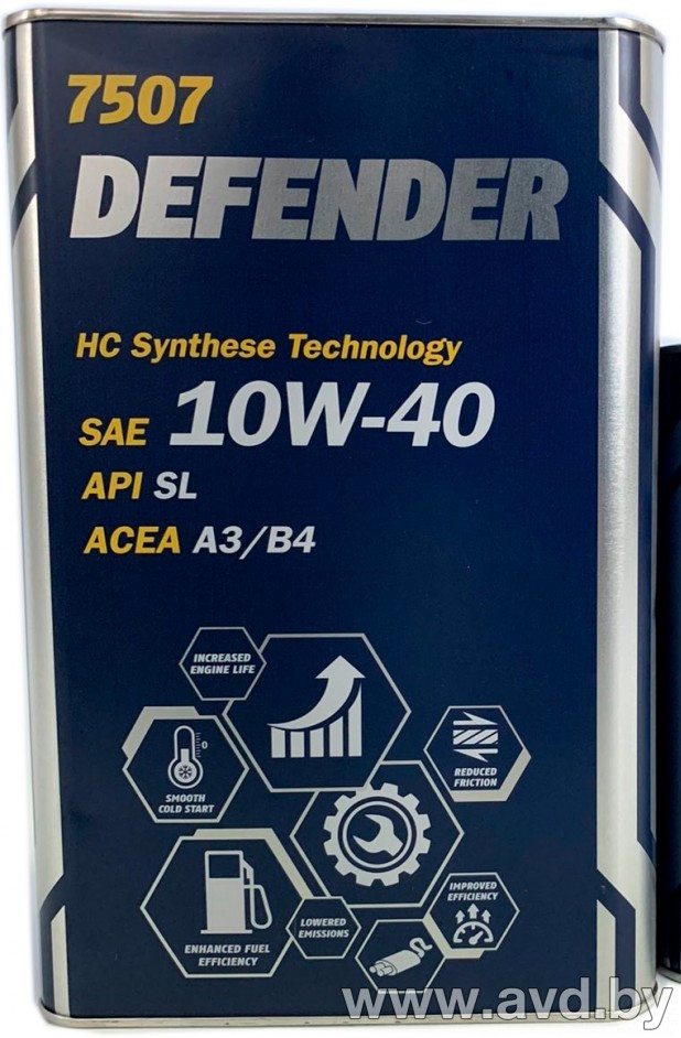 Купить Моторное масло Mannol Defender 10W-40 4л (металл) в Минске.