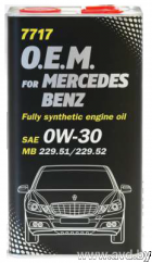 Купить Моторное масло Mannol O.E.M. for Mercedes Benz (металл) 0W-30 4л  в Минске.
