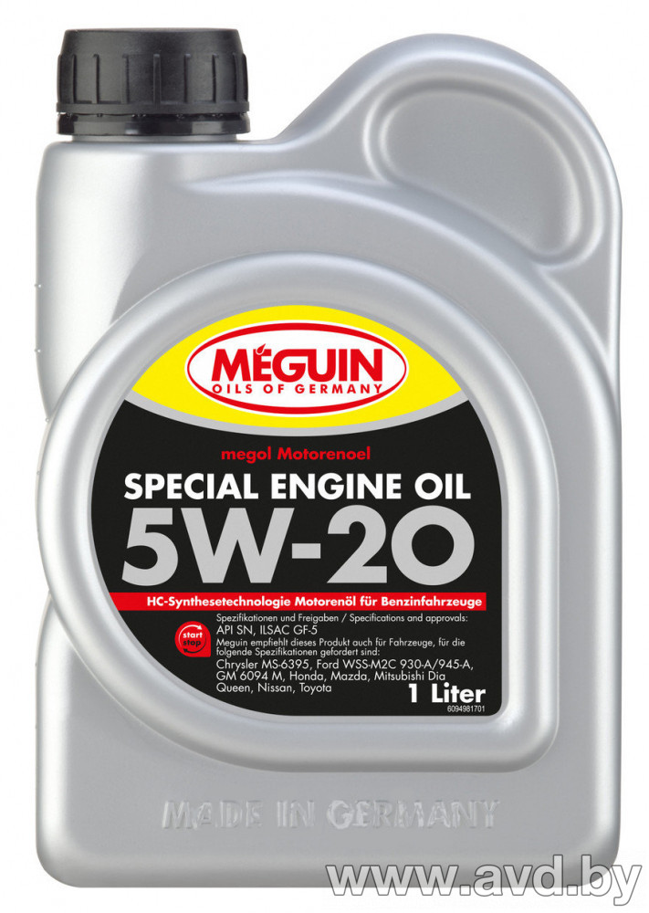 Купить Моторное масло Meguin Megol Special Engine Oil 5W-20 1л [9498]  в Минске.
