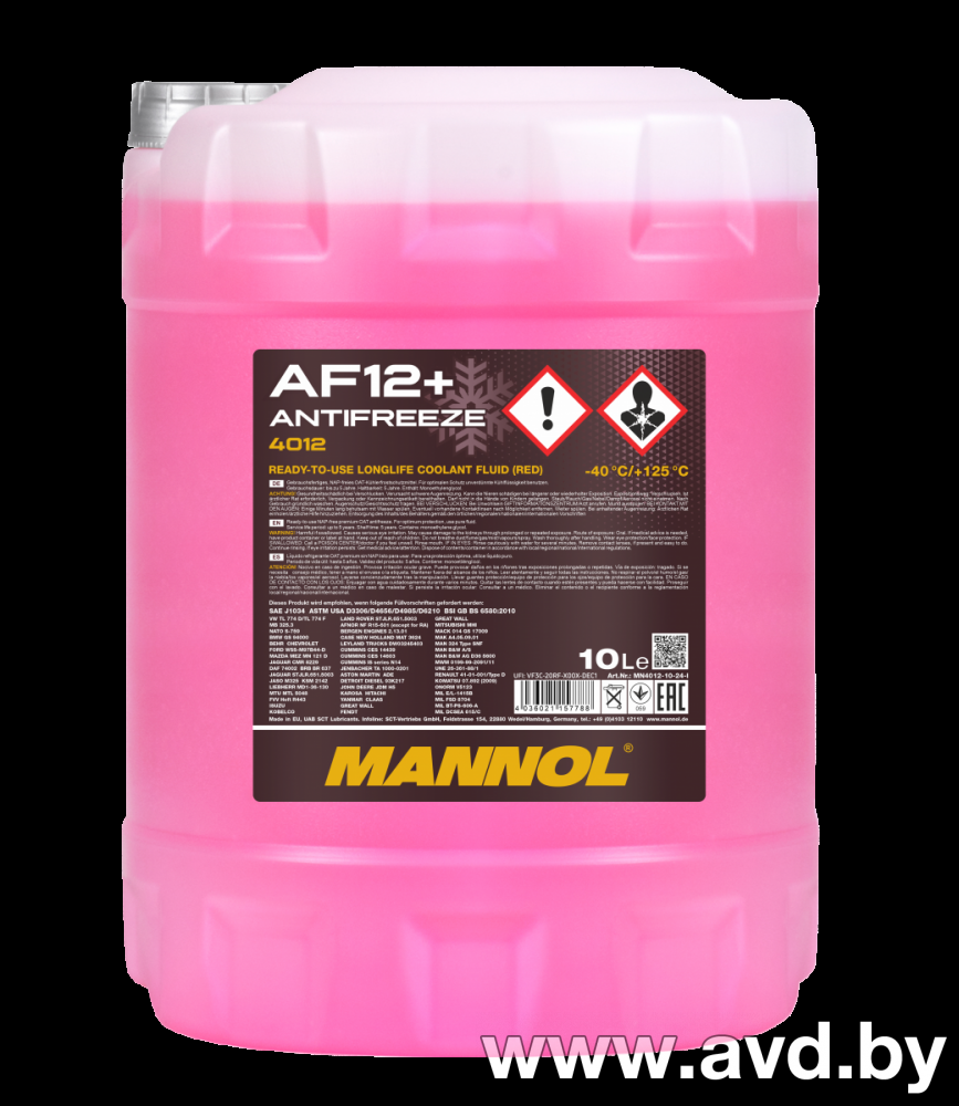 Купить Охлаждающие жидкости Mannol Antifreeze AF12-40 red 20л  в Минске.