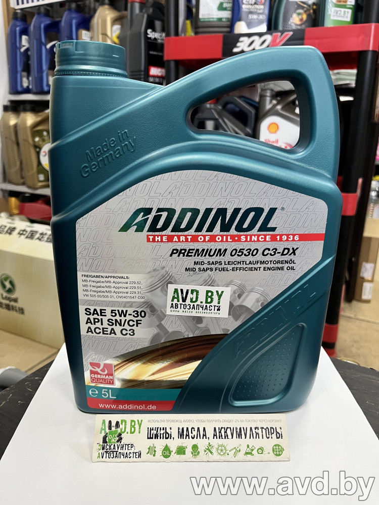 Купить Моторное масло Addinol Premium 0530 C3-DX 5W-30 5л в Минске.