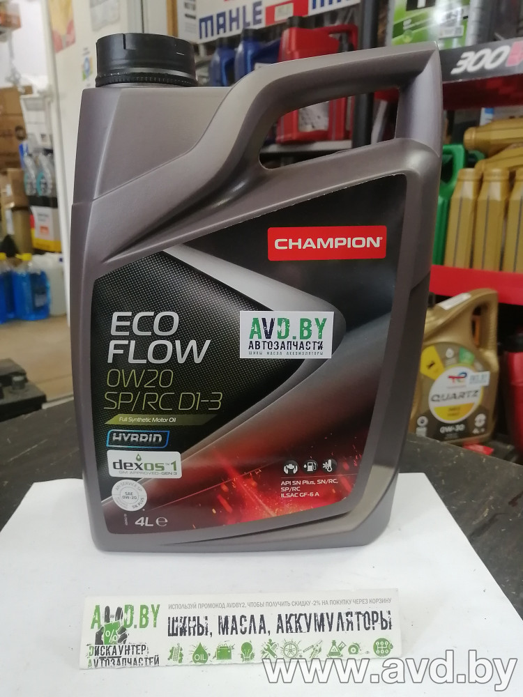 Купить Моторное масло Champion Eco Flow 0W-20 SP/RC D1-3 4л в Минске.