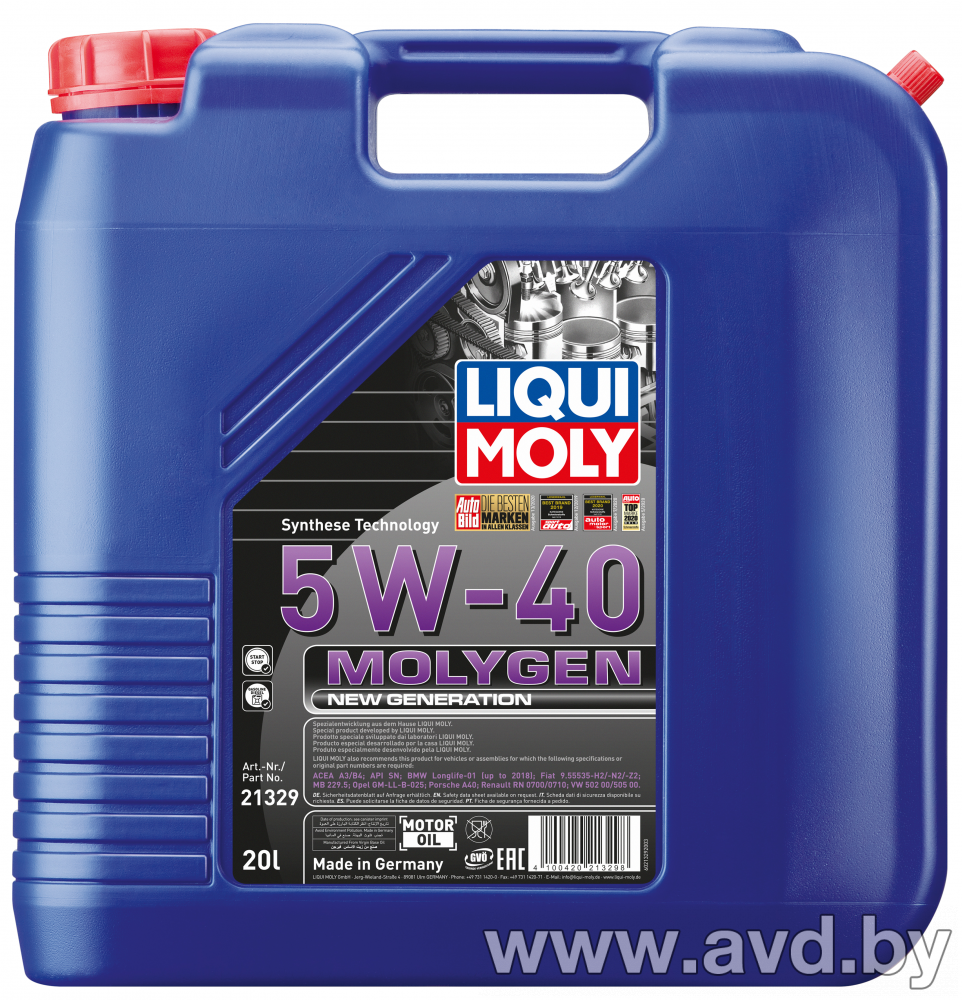 Купить Моторное масло Liqui Moly Molygen New Generation 5W-40 20л в Минске.