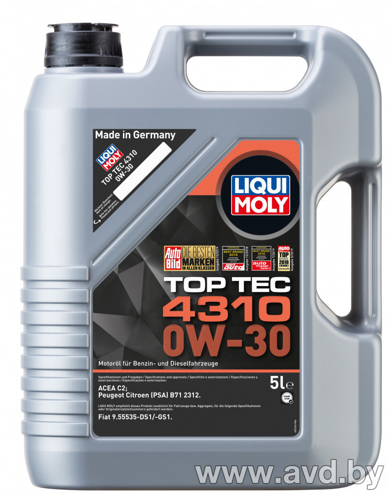 Купить Моторное масло Liqui Moly Top Tec 4310 0W-30 5л в Минске.