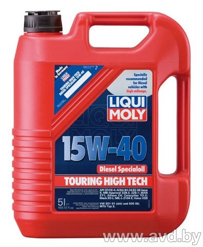 Купить Моторное масло Liqui Moly Touring High Tech Diesel-Spezial 15W-40 5л  в Минске.