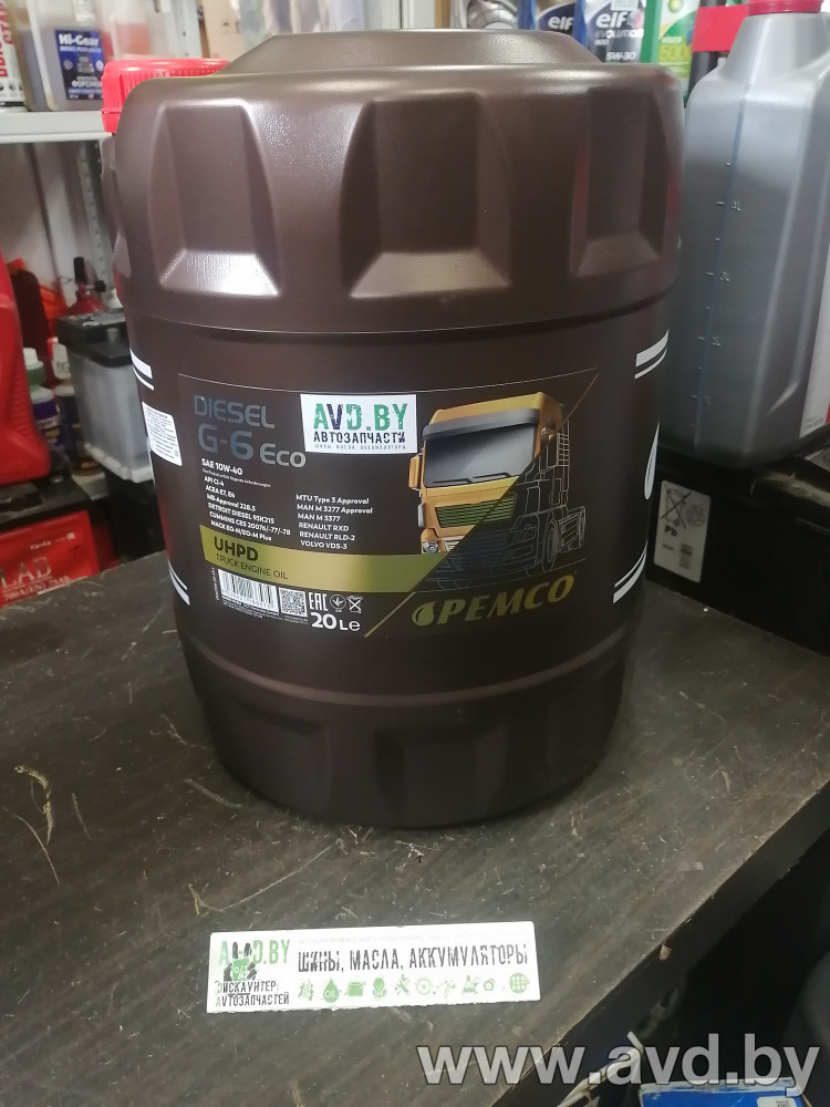 Купить Моторное масло Pemco DIESEL G-6 UHPD 10W-40 Eco API CI-4/SL 20л в Минске.