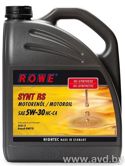 Купить Моторное масло ROWE Hightec Synt RS SAE 5W-30 HC-C4 5л  в Минске.