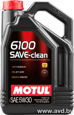 Купить Моторное масло Motul 6100 Save-Clean 5W-30 5л  в Минске.