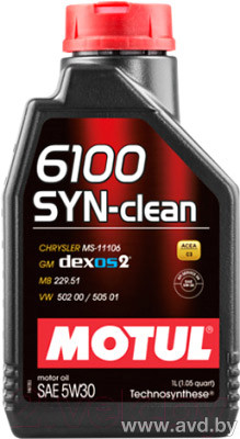 Купить Моторное масло Motul 6100 Syn-Clean 5W-30 1л в Минске.