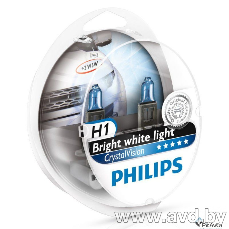 Купить Лампы автомобильные Philips Набор H1 Cristal Vision + 2 шт W5W ярко-белый свет 4300К (12258CVSM)  в Минске.