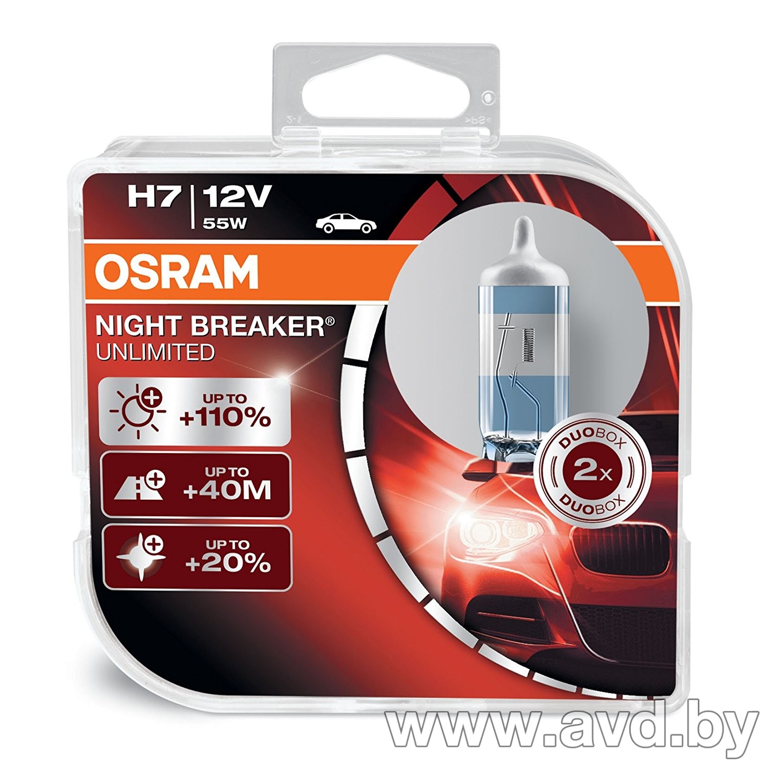 Купить Лампы автомобильные Osram Night Breaker Unlimited H7 2шт [64210NBU-HCB]  в Минске.