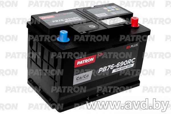 Купить Автомобильные аккумуляторы Patron Plus R 76Ah 690A (PB76-690RC) в Минске.