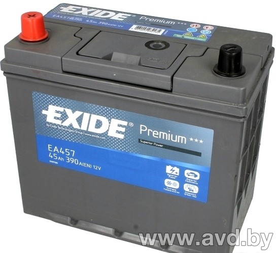 Купить Автомобильные аккумуляторы Exide Premium EA457 (45 А/ч) в Минске.