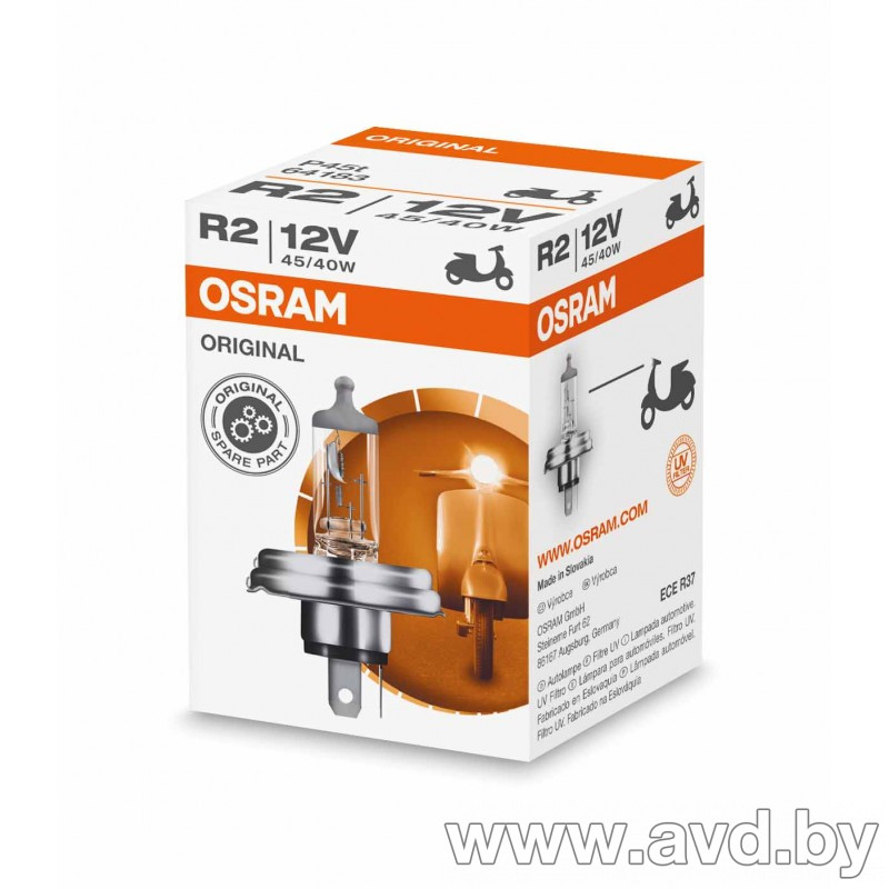 Купить Лампы автомобильные Osram R2 ORIGINAL LINE 1шт (64183)  в Минске.