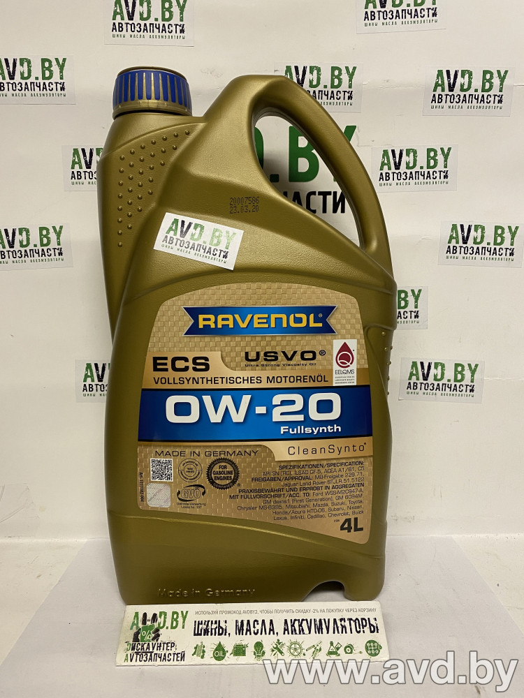 Купить Моторное масло Ravenol Eco Synth ECS 0W-20 4л в Минске.