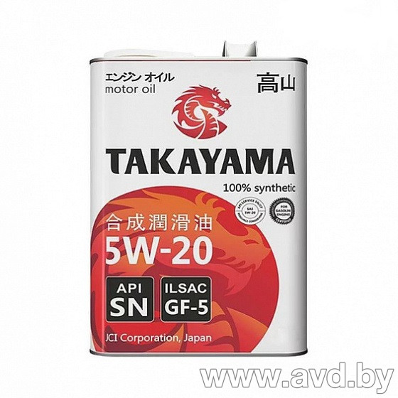 Купить Моторное масло Takayama 5W-20 API SN 4л в Минске.