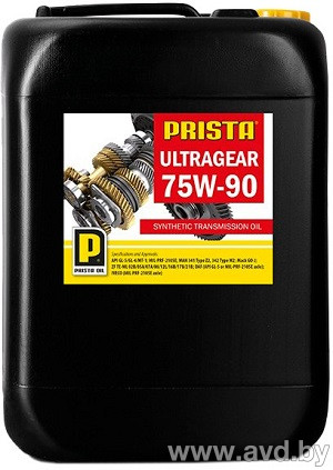 Купить Трансмиссионное масло Prista Ultragear Synthetic 75W-90 20л  в Минске.