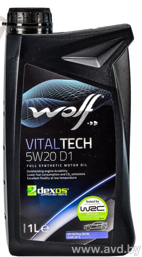 Купить Моторное масло Wolf VitalTech D1 5W-20 1л  в Минске.