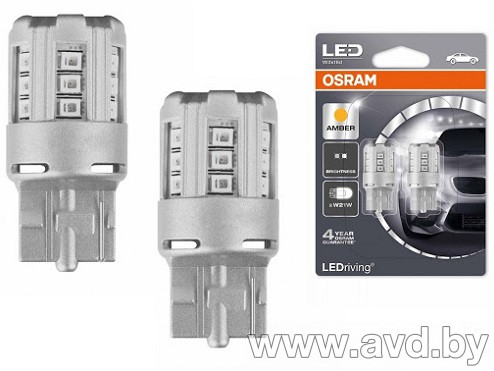 Купить Лампы автомобильные Osram W21W 7705YE-02B 2шт  в Минске.