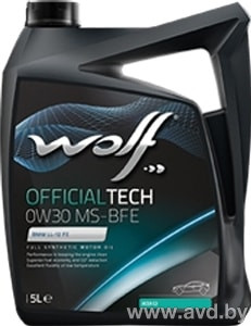 Купить Моторное масло Wolf Officialtech 0W-30 MS-BFE 5л  в Минске.