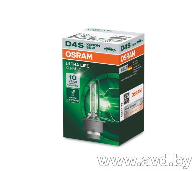 Купить Лампы автомобильные Osram Xenarc Ultra Life D4S 1шт (66440ULT)  в Минске.