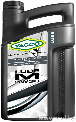 Купить Моторное масло Yacco Lube M 5W-30 5л в Минске.