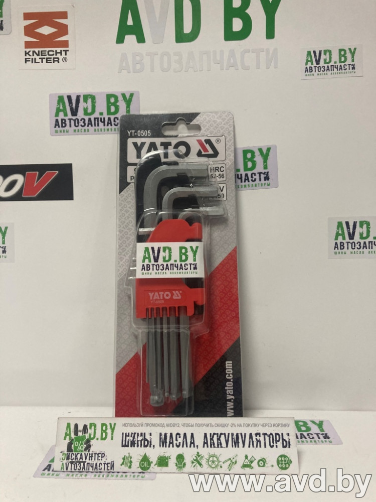 Купить Наборы инструментов Yato Набор ключей HEX 6 граней Г-образных средних (L=74-174 мм) с шаром 9 предметов (YT-0505) в Минске.